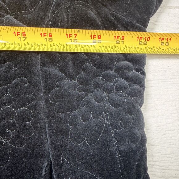 Vintage Quilted Black Velvet Mandarin Collar Jacket Women's Asian Inspired Coat - Picture 13 of 15